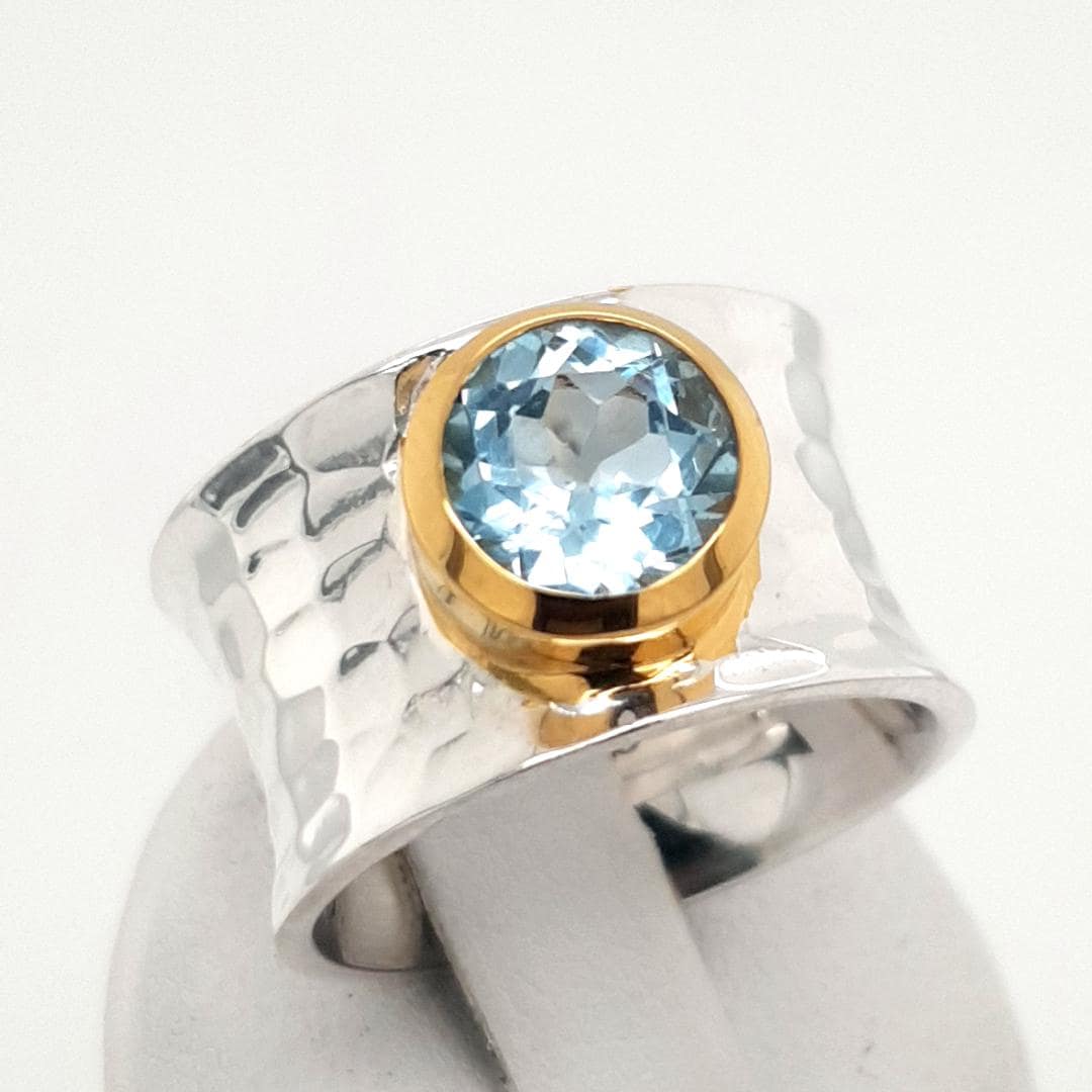 Blautopas Sterling Silber Ring 51/52 von AureliaEdelsteine1