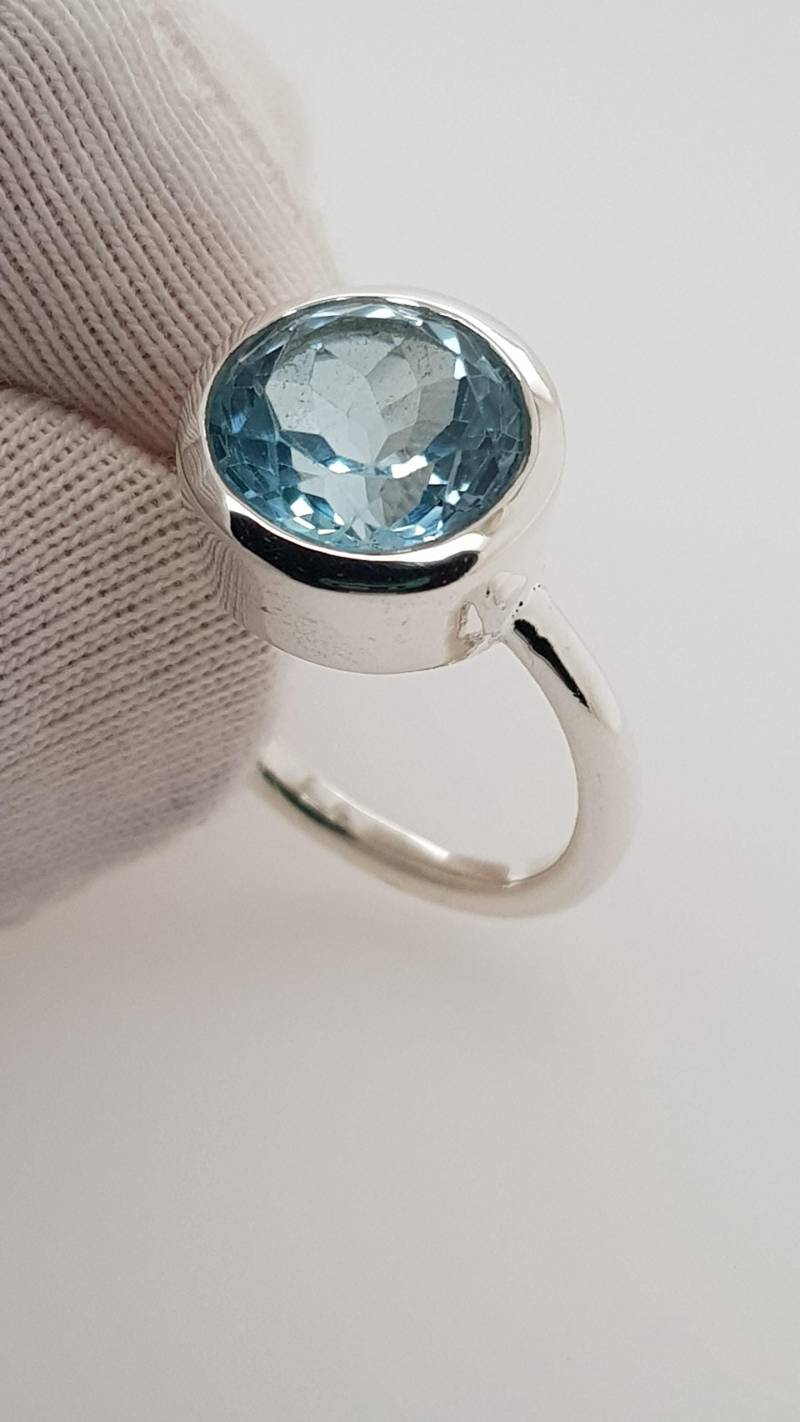 Blautopas Sterling Silber Ring 52 von AureliaEdelsteine1