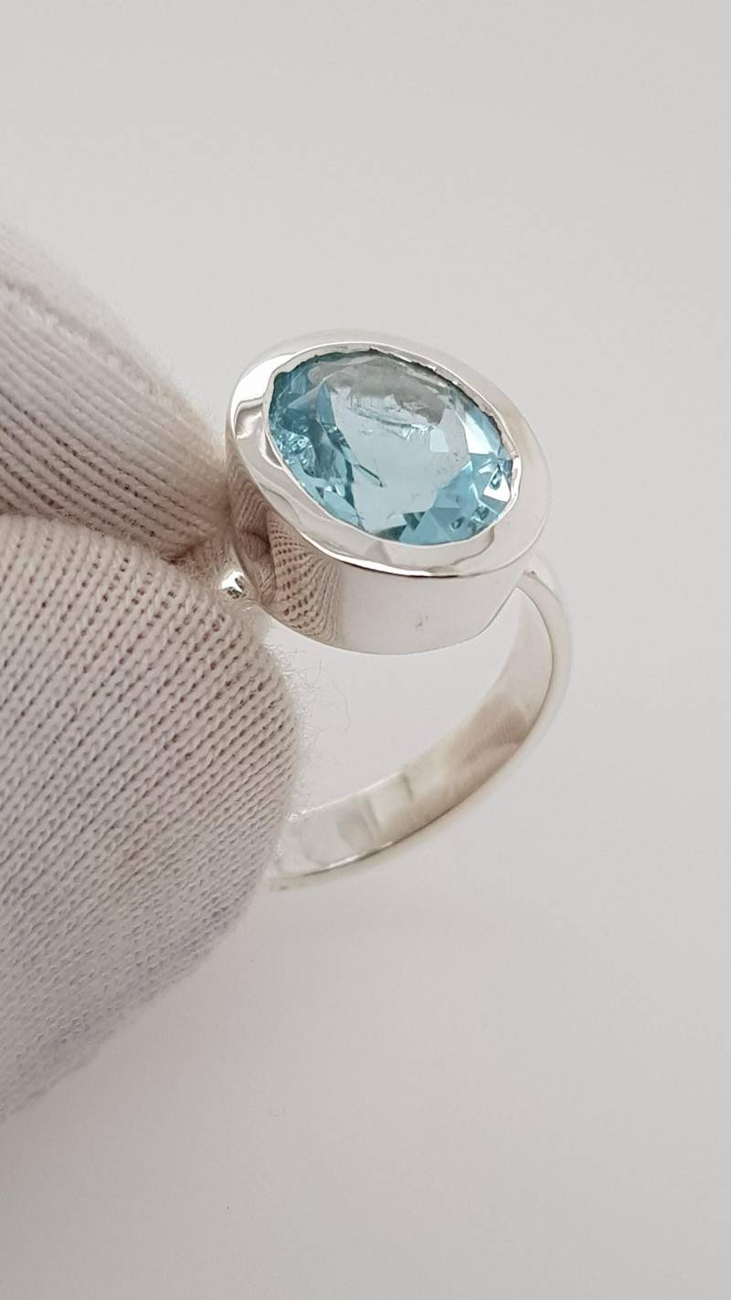 Blautopas Sterling Silber Ring 54 von AureliaEdelsteine1