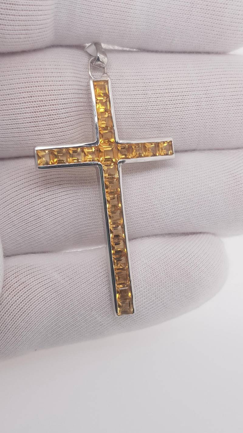 Citrin Kreuz Sterling Silber Anhänger von AureliaEdelsteine1