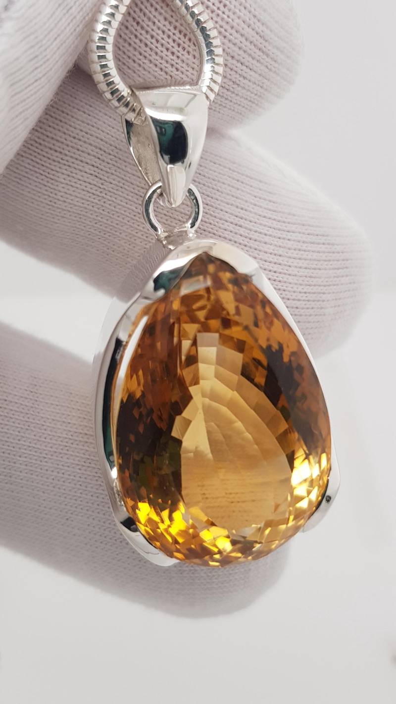 Citrin Sterling Silber Anhänger von AureliaEdelsteine1