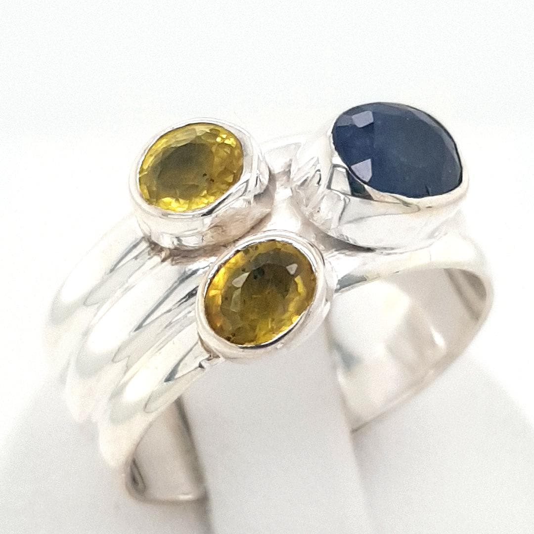 Gelber & Blauer Saphir Sterling Silber Ring 53/54.5/56/56.5/57/59 Gelber & Blauer Saphir Sterling Silber Ring 53/54.5/56/56.5/57/59 von AureliaEdelsteine1