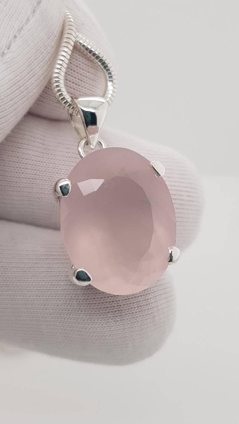 Rosenquarz Sterling Silber Anhänger von AureliaEdelsteine1