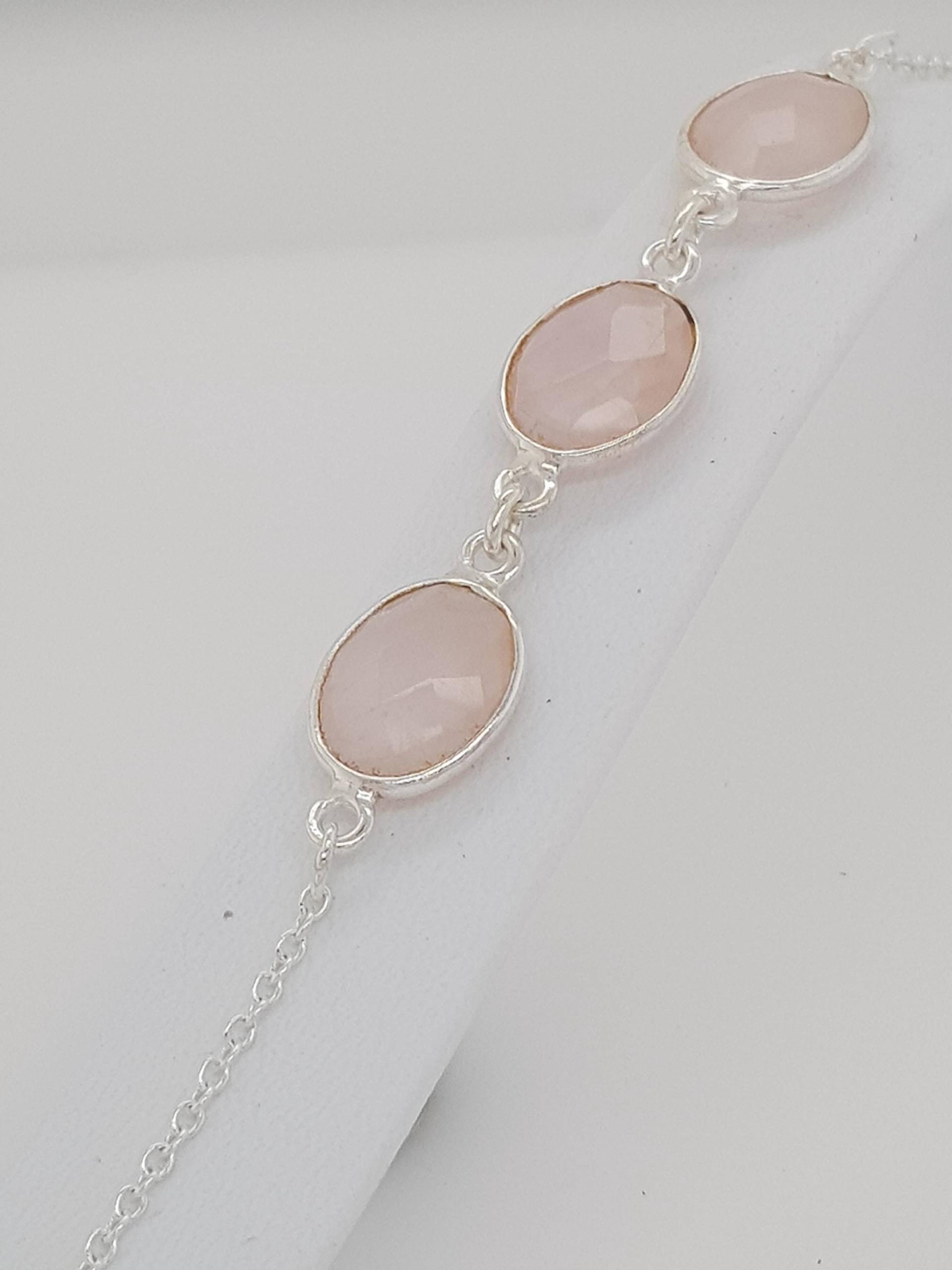 Rosenquarz Sterling Silber Armband Rosenquarz Sterling Silber Armband von AureliaEdelsteine1