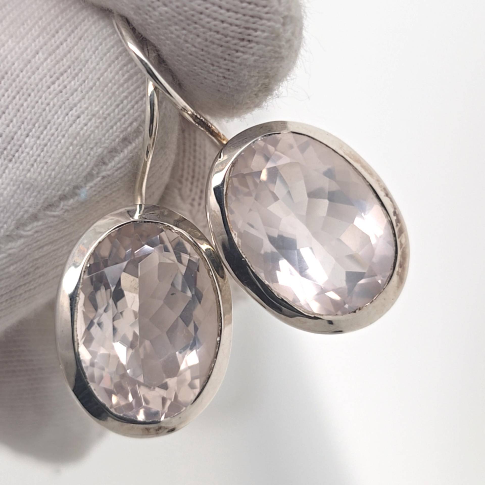 Rosenquarz Sterling Silber Ohrringe von AureliaEdelsteine1