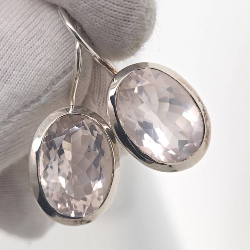 Rosenquarz Sterling Silber Ohrringe von AureliaEdelsteine1