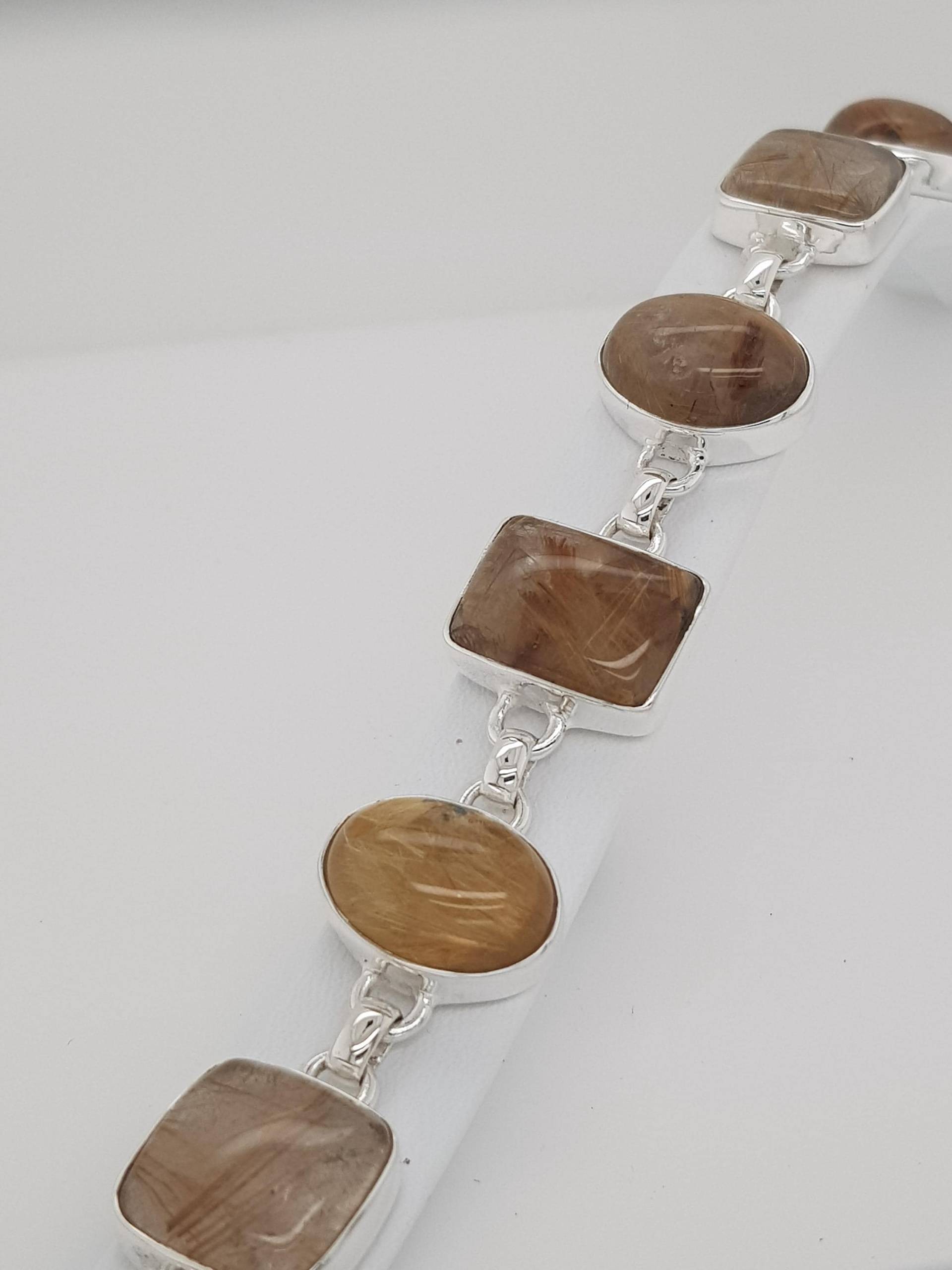 Rutilquarz Rohedelsteine Sterling Silber Armband von AureliaEdelsteine1