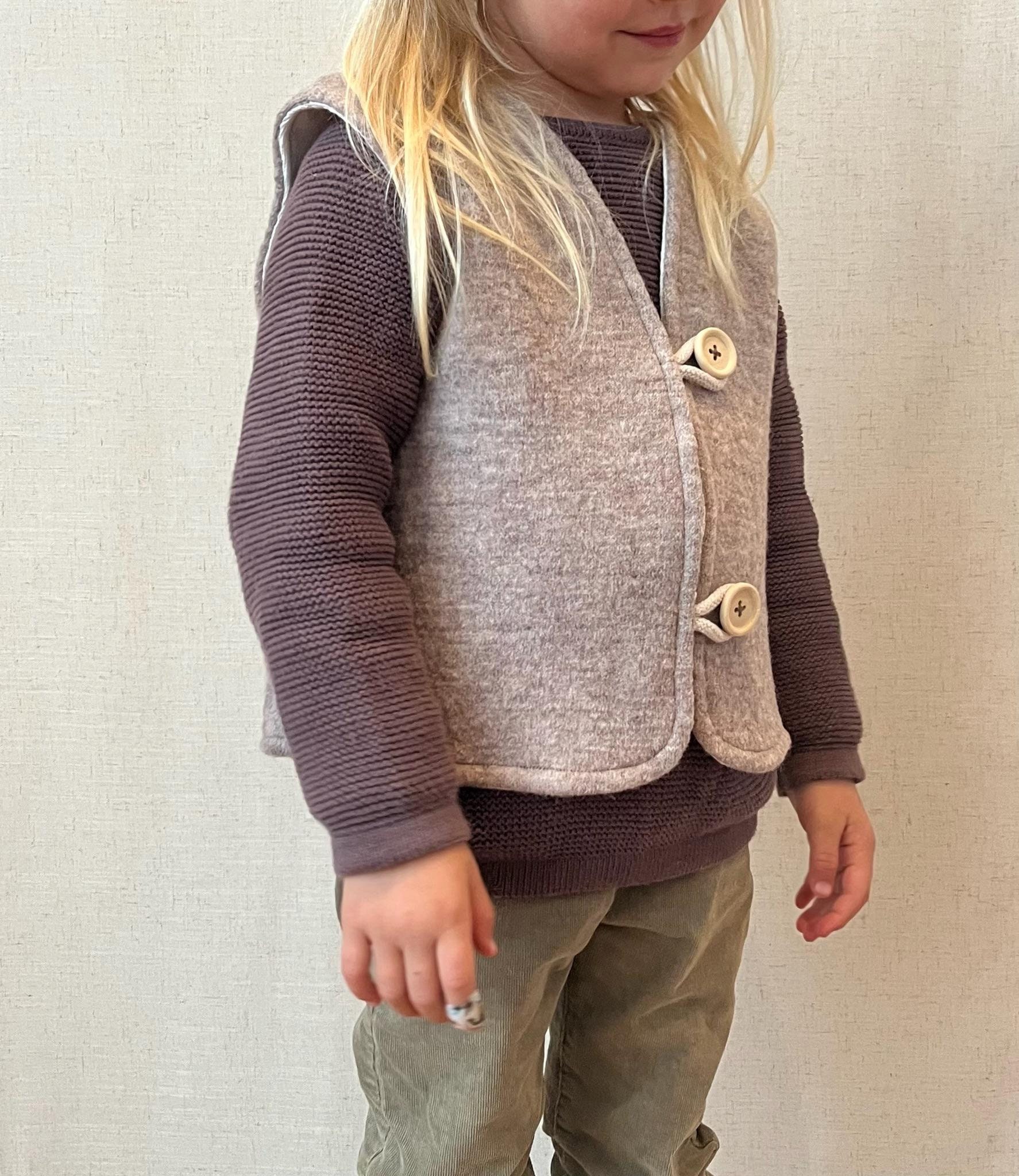 Handgemachte Wollweste Gefüttert Beige | Kinderweste Herbstweste Winterweste Weste Aus Wollwalk Baumwollweste von AureliaElena