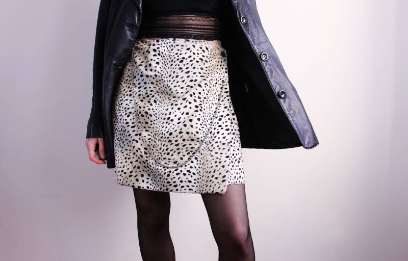 Vintage John Richmond Leopard Wickelrock, Tiermuster Kunstfell Minirock von Aureliavtg