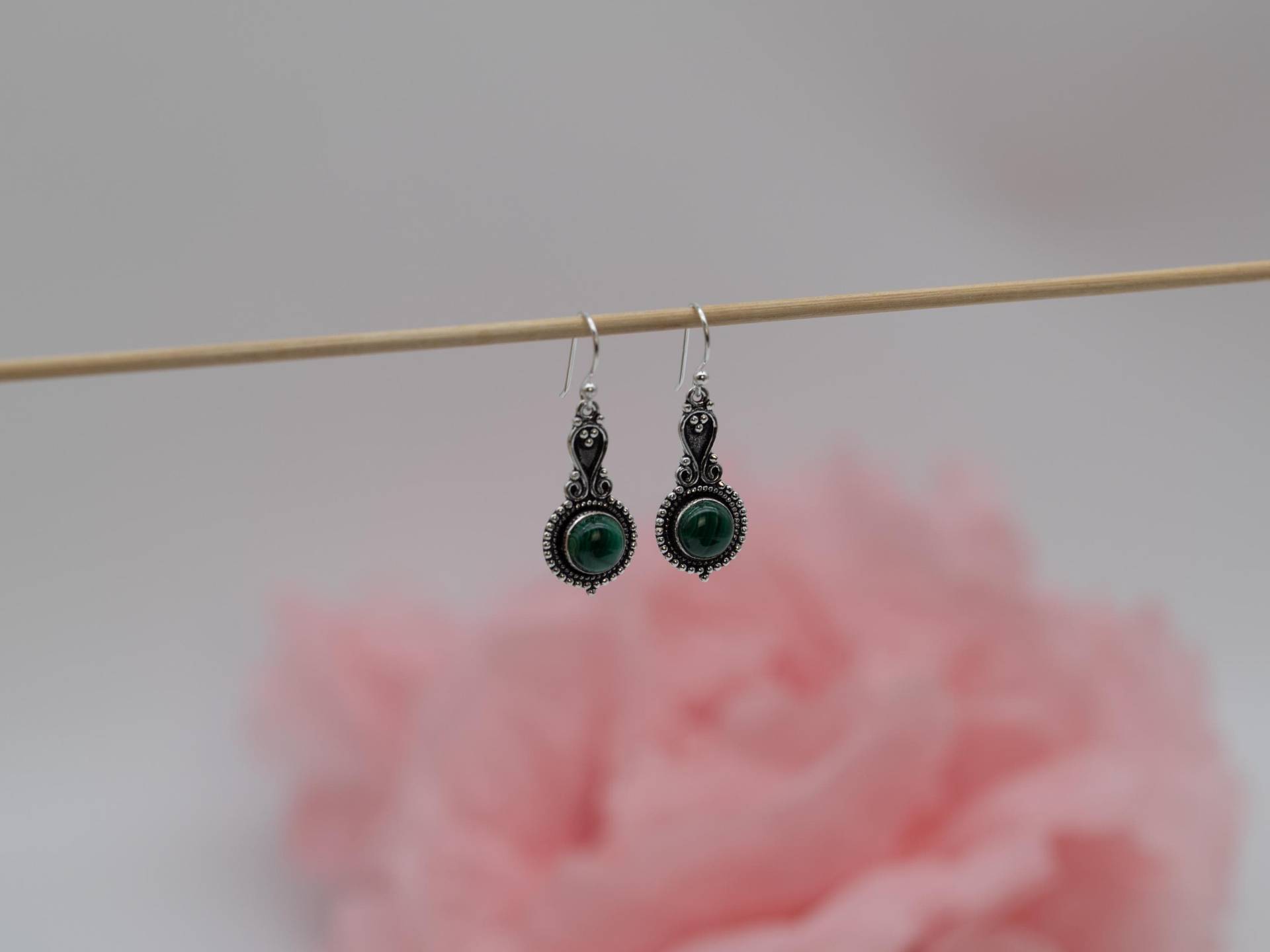 Hängeohrring Mit Malachit, 925 Sterlingsilber von AurelieHandicrafts