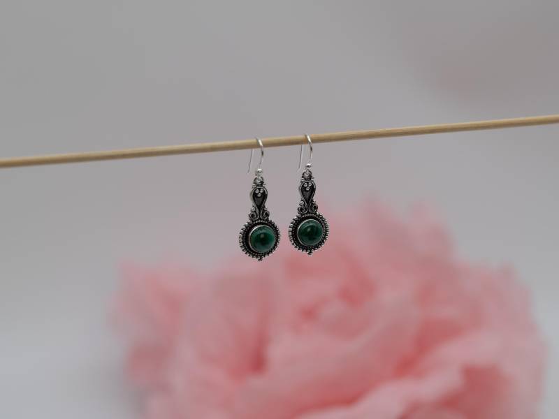 Hängeohrring Mit Malachit, 925 Sterlingsilber von AurelieHandicrafts