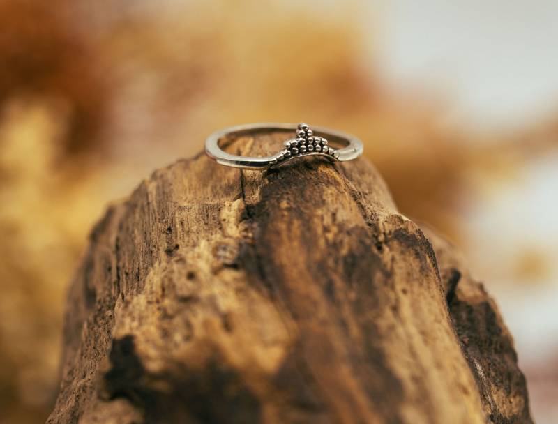 Oxidierter V-Form Ring Mit Pünktchen Krone von AurelieHandicrafts