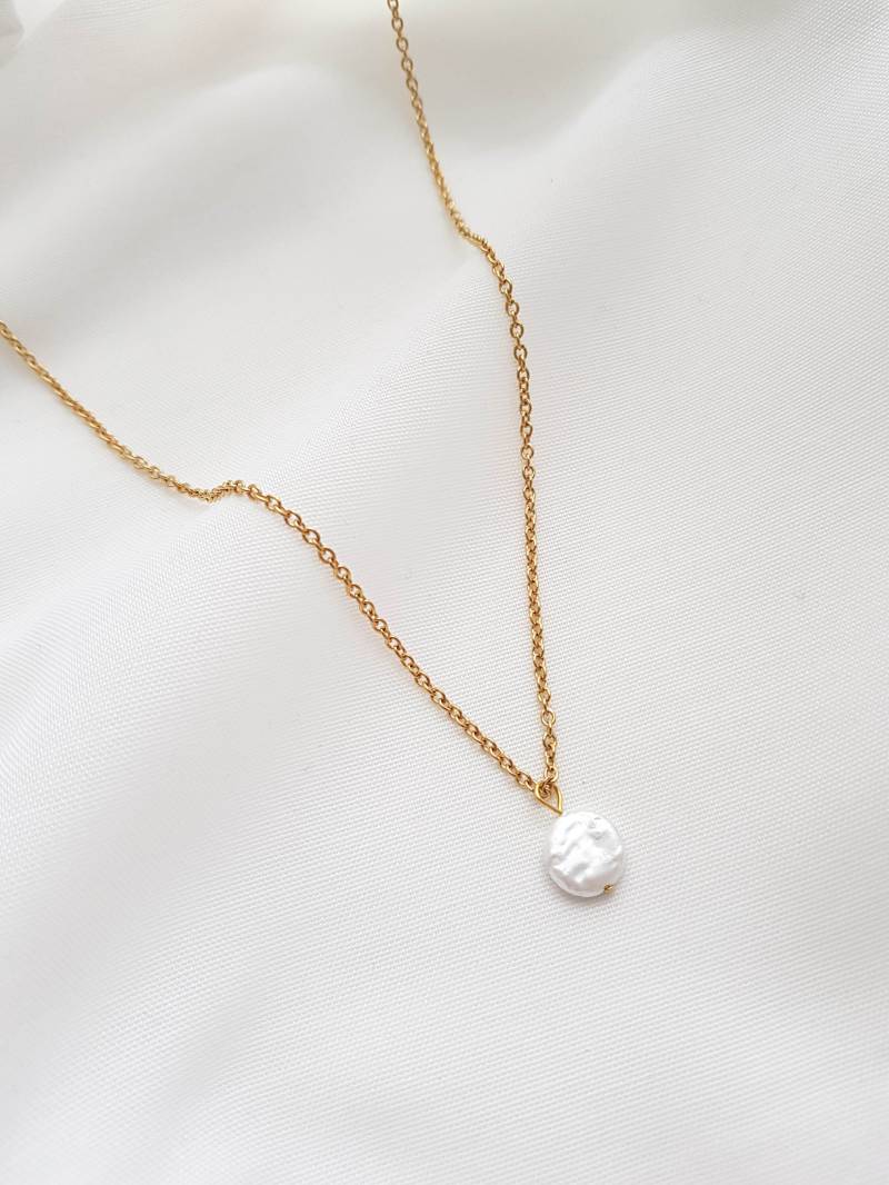 Zarte Perlen-Kette Mit Keshi-Perle Aus Sterling Silber Oder Vergoldetem Edelstahl von AurelieOfficial