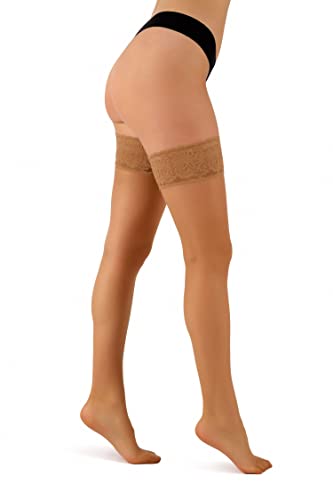 Aurellie Damen schier transparent selbsttragende Strümpfe halterlose Strümpfe mit Silikonstreifen 20 den von Aurellie