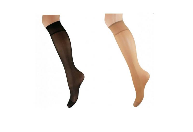 Aurellie Strumpfhose Elegante Kniesocken 60 DEN OneSize - 2er Pack in Beige, Schwarz (2 St) von Aurellie