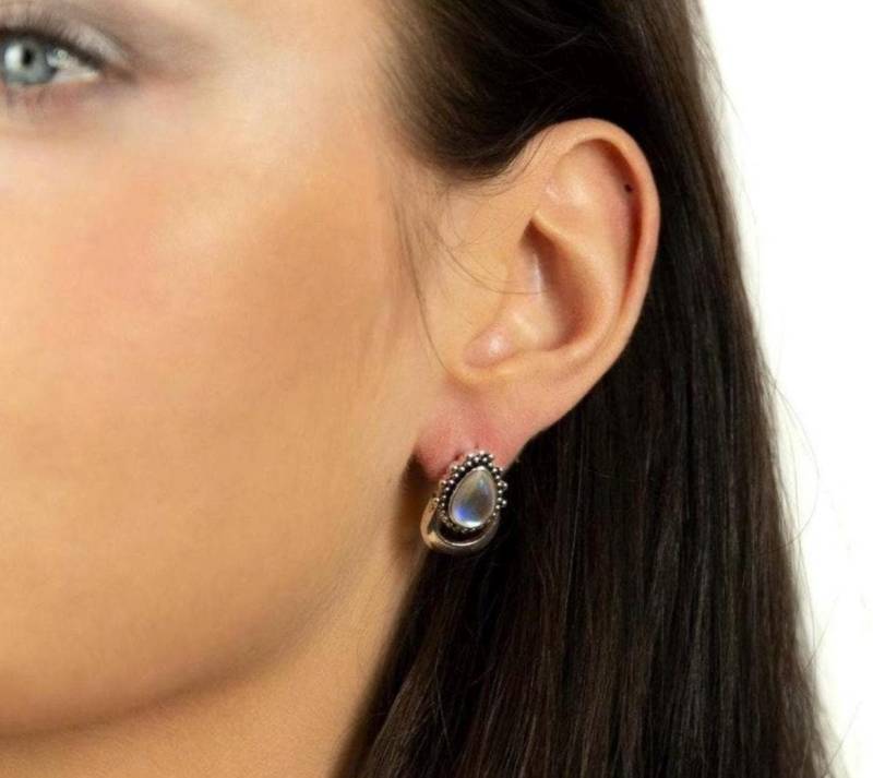 925 Silber Ohrringe, Tropfen Mondstein, Boho Ohrstecker, Vintage Design, Sterling 925 Silber Ohrringe, Tropfen Mondstein, Boho Ohrstecker, Vintage Design, Sterling von Aureluna