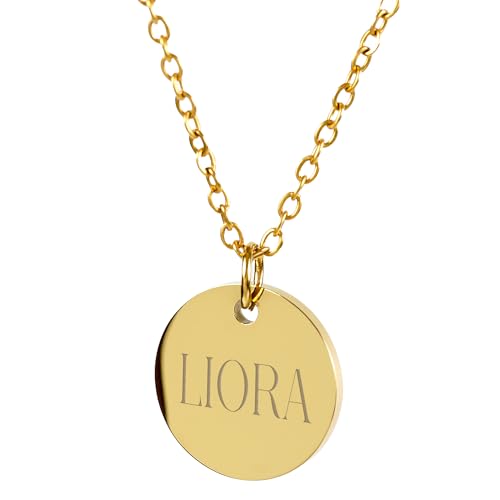 Aurelyn Personalisierte Kette mit Gravur – Halskette personalisiert für Damen – Kettenanhänger mit Wunschtext, Namen oder Initialen – Geschenkidee für Frauen, Freundin, Mama oder dich selbst von Aurelyn