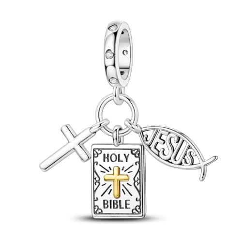 Aurevella 925 Sterling Silber-Anhänger, Katze Kreuz-Anhänger, Passend zu Armbändern und Halsketten im Europäischen und Amerikanischen Stil, Geschenk für Damen von Aurevella