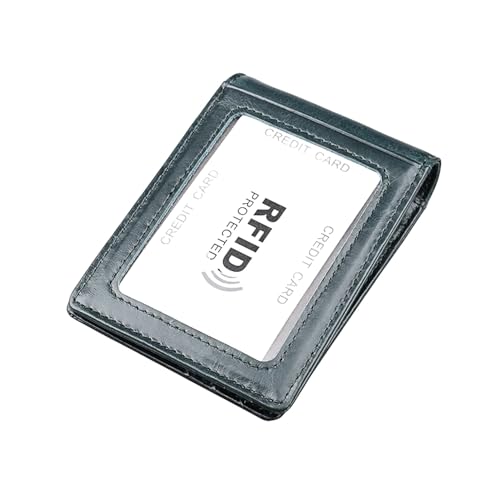 AurexaFashion Schlanke minimalistische Geldbörse aus echtem Leder für Damen und Herren RFID-blockierende Fronttasche Kartenhalter mit Geldklammer vorne Ausweisfenster 10 Kartenfächer, #3 Blau, von AurexaFashion