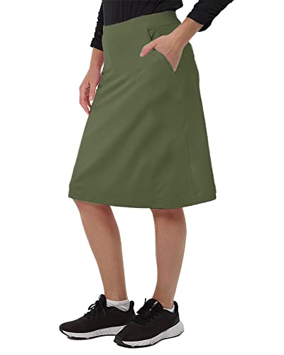 Damen Knielanger Tennisrock Sport Golf Röcke Athletic Lange Skorts Röcke mit integrierten Shorts Taschen, Grün (Army Green), Mittel von Aurgelmir
