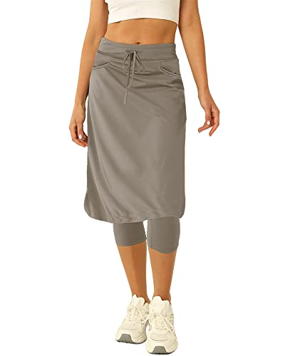 Damen Tennisrock mit integrierten Leggings, 50,8 cm, knielang, mit Taschen, grau, Mittel von Aurgelmir