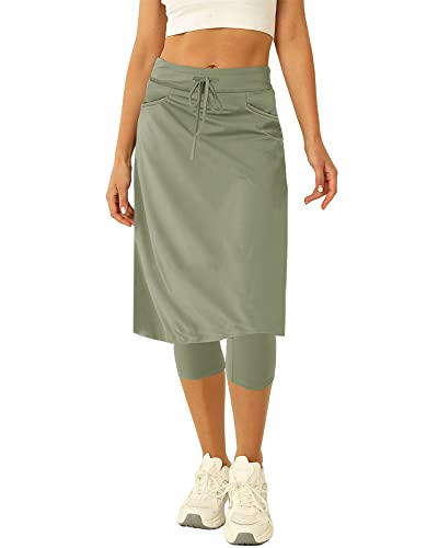 Damen-Tennisrock mit integrierter Leggings, 50,8 cm, Knielang, Golfröcke, Leggings mit Taschen, Salbeigrün, X-Groß Damen-Tennisrock mit integrierter Leggings, 50,8 cm, Knielang, Golfröcke, Leggings mit Taschen, Salbeigrün, X-Groß von Aurgelmir