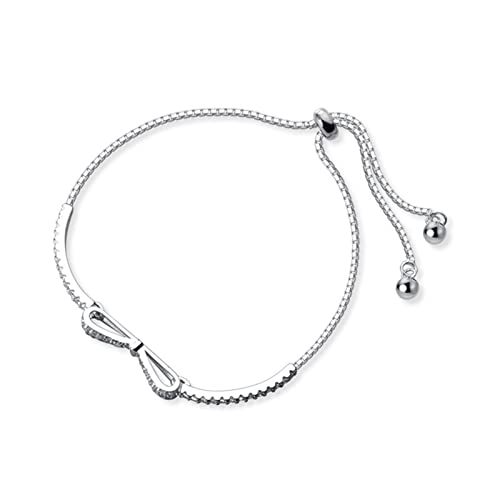 Ashion Silberfarbene Kette mit eingelegten Kristallen, für Damen, Hochzeitsschmuck, Geschenke, Schleifen-Anhänger für Mädchen und Frauen von Aurgiarme