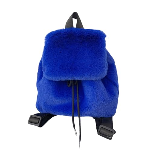 Aurgiarme Pelziger Rucksack Mit Kordelschließungen Klappen Deckbacktasche Mode Winter Plüsch Schultasche Für Frauen Weicher Fuzzy Draw String von Aurgiarme