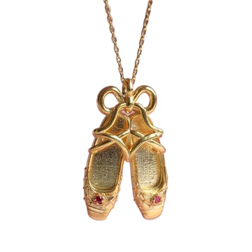 Aurgiarme Sweet Bowknot Anhänger Halskette Mädchen Ballettschuh Choker Tanzschuhe Charme Neckchain Best Friend Mode Schmuck Geschenk Gold Halskette von Aurgiarme