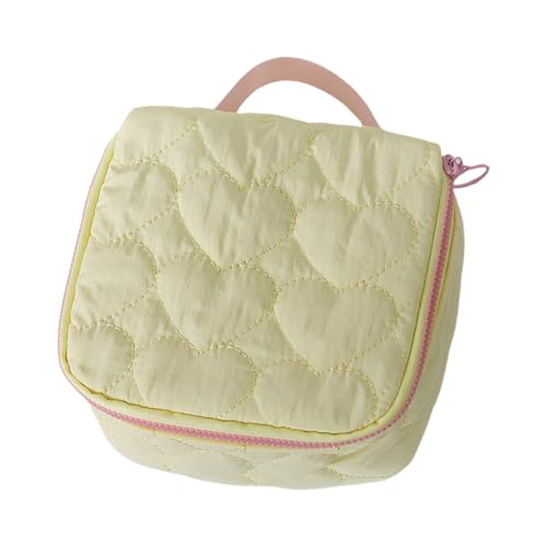 Kosmetiktasche mit Herz-Aufdruck, modischer Kulturbeutel, Organizer, geräumiger Make-up-Halter mit Reißverschluss für den täglichen Gebrauch, gelb Kosmetiktasche mit Herz-Aufdruck, modischer Kulturbeutel, Organizer, geräumiger Make-up-Halter mit Reißverschluss für den täglichen Gebrauch, gelb von Aurgiarme