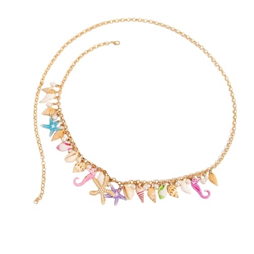 Aurgiarme Shell Beach Körperkette Einstellbare Legierung Metall Design Urlaub Schmuckgeschenk Für Frauen Meeresfeiern Und Muschelschalen Taille Schmuck Schmuck von Aurgiarme