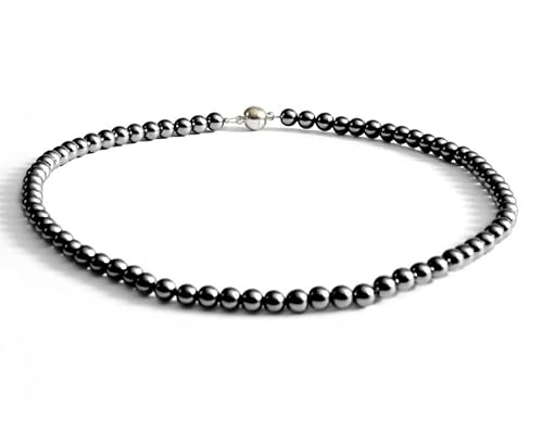 Halskette Magnetverschluss aus Perlen Hämatit schwarzen für Wohlbefinden – Durchmesser 6 mm von Auris