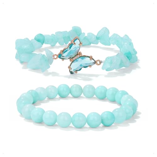 Auriselle 1 Set Damen Herren Echtes Natursteinarmband mit Runden 8-mm-Perlen Schmetterlingsanhänger Elastisches Spirituelles Kristallperlenarmband zur Linderung von Angstzuständen, Blau Auriselle 1 Set Damen Herren Echtes Natursteinarmband mit Runden 8-mm-Perlen Schmetterlingsanhänger Elastisches Spirituelles Kristallperlenarmband zur Linderung von Angstzuständen, Blau von Auriselle