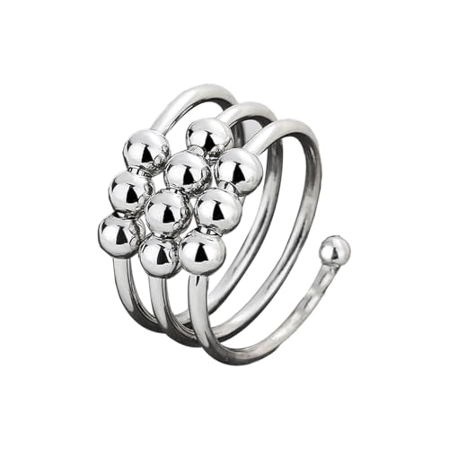 Auriselle Angst Ringe für Damen Verstellbar Angst-Stress-Ringe Open Spinner Perlen mit Dreifache Schicht Glänzend Silber Offen Fidget Ringes für Frauen von Auriselle