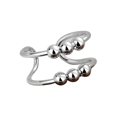 Auriselle Angst Ringe für Damen Verstellbar Angst-Stress-Ringe Open Spinner Perlen mit Unregelmäßiger Doppelte Lage Glänzend Silber Offen Fidget Ringes für Frauen Auriselle Angst Ringe für Damen Verstellbar Angst-Stress-Ringe Open Spinner Perlen mit Unregelmäßiger Doppelte Lage Glänzend Silber Offen Fidget Ringes für Frauen von Auriselle