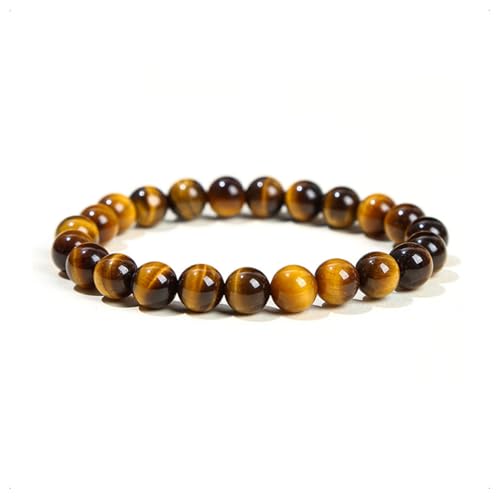 Auriselle Armband aus echtem Naturstein für Damen und Herren mit runden Perlen von 8 mm Durchmesser Elastische Armbänder Tigerauge-Kristall, C von Auriselle