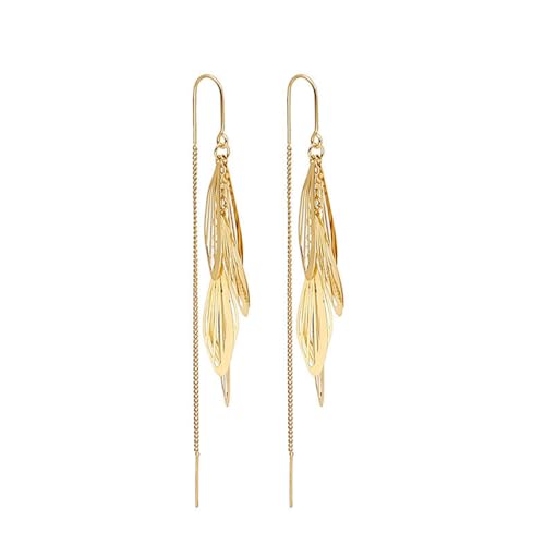 Auriselle Blattförmiges Hängend Lange Ohrringe für Damen, Durchbrochenes Glänzend Hängeohrringe Lang Earrings mit Fransen Ohrkette Verstellbare Stecker Jewelry Schmuck Women Frauen Mädchen, Goldene von Auriselle