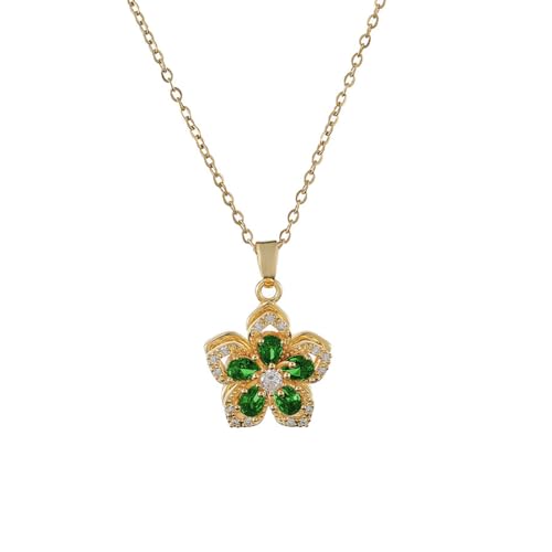 Auriselle Damen Halskette 360° Drehbarer Sonnenblumen Anhänger Zirkonfassung Schmuck Verstellbare Kette Halsketten Länge 40-45cm für Frauen Geburtstagsgeschenke, Grün Auriselle Damen Halskette 360° Drehbarer Sonnenblumen Anhänger Zirkonfassung Schmuck Verstellbare Kette Halsketten Länge 40-45cm für Frauen Geburtstagsgeschenke, Grün von Auriselle
