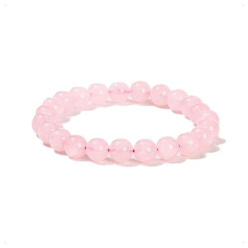 Auriselle Damen Herren Echtes Natursteinarmband mit Runden 6-mm-Perlen Elastische Schmuckarmbänder Spirituelles Rosa Kristallachat zur Linderung von Angstzuständen, B von Auriselle