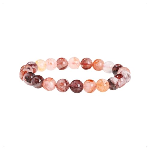 Auriselle Damen Herren Echtes Natursteinarmband mit Runden 6-mm-Perlen Elastische Schmuckarmbänder Spirituelles Rot Kristallachat zur Linderung von Angstzuständen, C von Auriselle