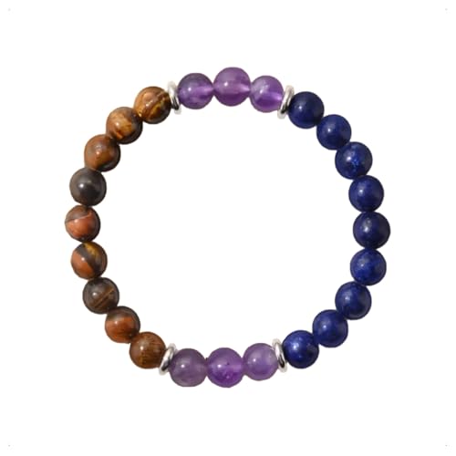 Auriselle Damen Herren Echtes Natursteinarmband mit Runden 8-mm-Perlen Elastische Schmuckarmbänder Spirituelles Kristallperlenarmband zur Linderung von Angstzuständen mit Bedeutungskarte, A von Auriselle