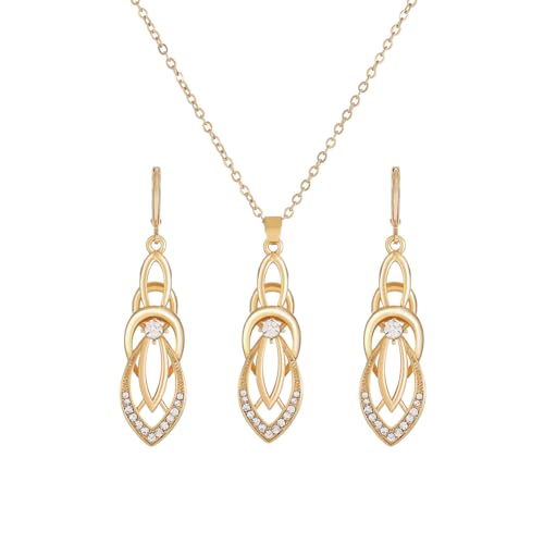 Auriselle Damen Schmuckset Teardrop Strassfassung Ohrringe Halskette 2 Stück Frauen Schmuck mit Cubic Zirkonia Hochzeit Geschenke für Frauen Ladies von Auriselle