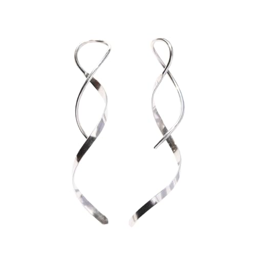 Auriselle Geometrisches Spiraldesign/Mehrere Metallringe Lange Ohrringe für Damen, Edelstahl Glänzend Lang Earrings Verstellbare Stecker Jewelry Schmuck Women Frauen Mädchen, Silbern von Auriselle