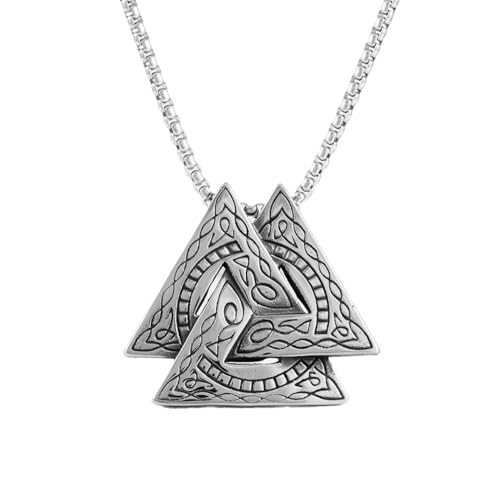 Auriselle Herren Halskette Totem Dreieck Anhänger Vintage Wikinger Edelstahlkette Retro Gothic Runen Anhänger Schmuck Geschenke für Männer Jungen Vater Länge 60cm von Auriselle