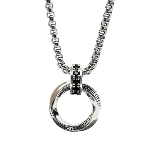 Auriselle Herren Wikinger Eternity Infinity Mobius Halskette Anhänger Kette, Oberfläche Silber Plattiert Gravierte Schrift Verstellbare Länge Vintage Schmuck Accessoires Geschenk Männer Jungen, 60cm von Auriselle