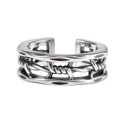 Auriselle Herren Wikinger Ring Öffnung Verstellbarer Durchbrochenes Zopfmuster, Offene Retro Punk Hip Hop Gothic Schmuck Unisex Vintage, Geburtstag/Weihnachten Geschenk für Männer Jungen Damen von Auriselle
