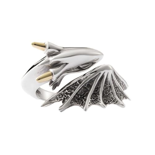 Auriselle Herren Wikinger Ring Öffnung Verstellbarer Fliegender-Drache-Design, Offene Retro Punk Hip Hop Gothic Schmuck Unisex Vintage, Party Geburtstag/Weihnachten Geschenk für Männer Jungen Damen von Auriselle