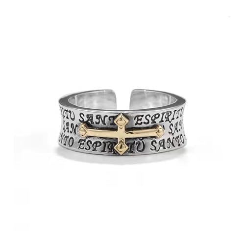 Auriselle Herren Wikinger Ring Öffnung Verstellbarer Kreuzdesign, Textgravur Offene Retro Punk Hip Hop Gothic Schmuck Unisex Vintage, Party Geburtstag/Weihnachten Geschenk für Männer Jungen Damen von Auriselle