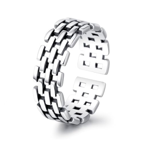 Auriselle Herren Wikinger Ring Öffnung Verstellbarer Ring mit Quadratisches Muster, Offene Retro Punk Hip Hop Gothic Schmuck Unisex Vintage, Party Geburtstag/Weihnachten Geschenk Männer Jungen Damen von Auriselle