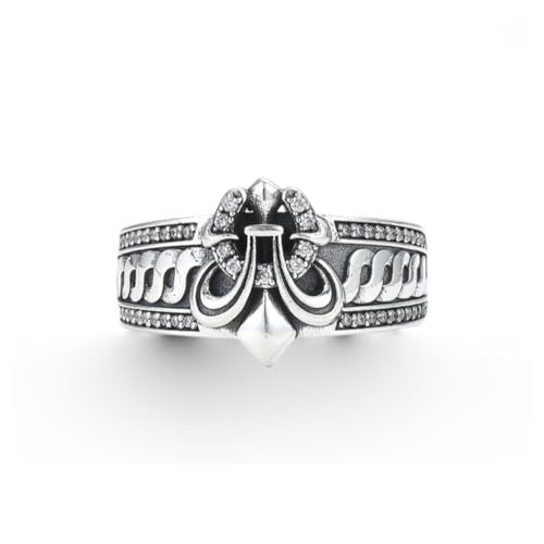 Auriselle Herren Wikinger Ring Öffnung Verstellbarer Zirkonia Schiffsanker-Design, Offene Retro Punk Hip Hop Gothic Schmuck Vintage Zirkon Glänzend Party Geburtstag/Weihnachten Geschenk Männer Jungen von Auriselle